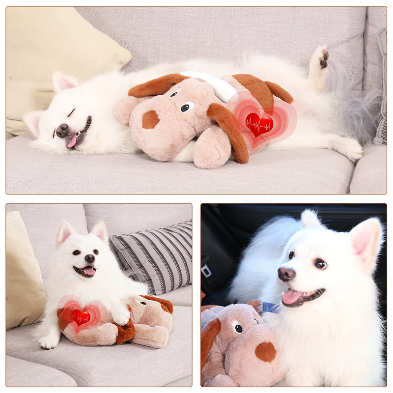 WEOK Puppy Heartbeat Stuffed Animal for Separation Anxiety Relief, Heartbeat Puppy Toy Dog Anxiety Calming Behavioral Aid Plush Toy for Dogs Cats Pets Brown - PawsPlanet Australia