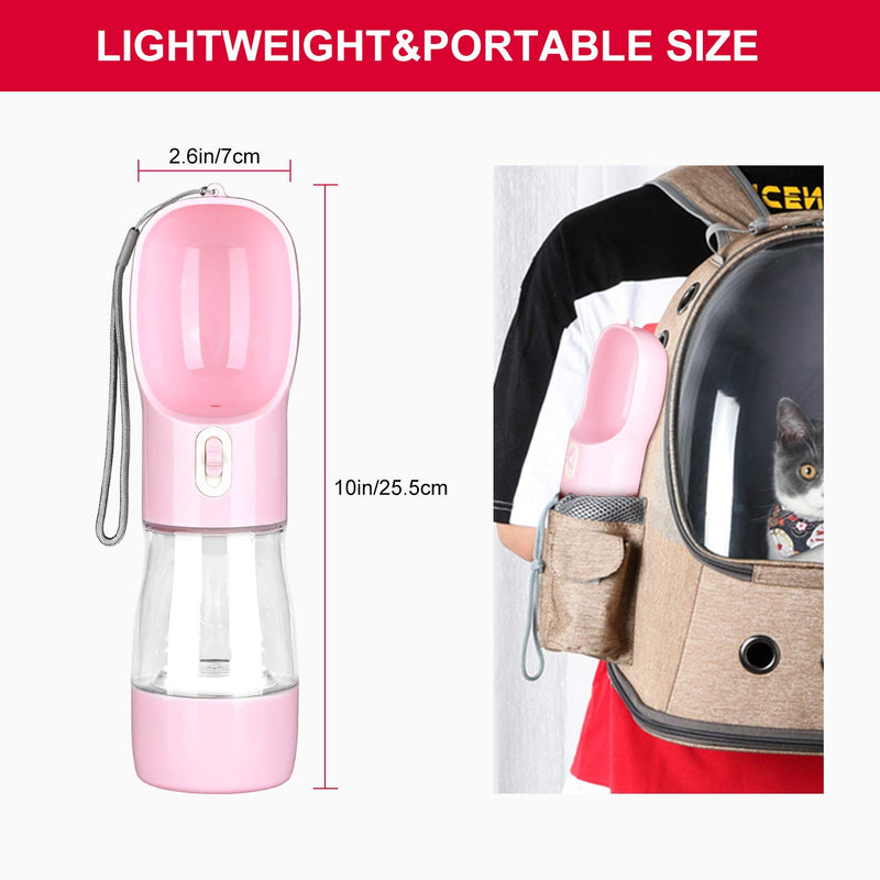 Podazz Water Bottle for Walking, Portable Pet Travel Water Dispenser with Food Container, Multifunctional and Detachable Combo Cup for Drinking and Eating,Suitable for Cat and Puppy (pink) pink - PawsPlanet Australia