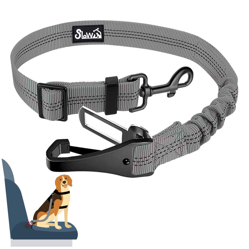 Eyein dog seat belt, 3 in 1 seat belt dog car with reflective elastic nylon bungee, dog seat belt for all dog breeds and car seats trunk, 90 cm (grey) 90 cm (62-90 cm) grey - PawsPlanet Australia