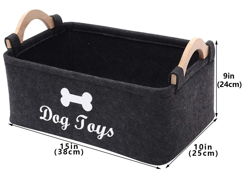 Ctomche Felt pet toy box and dog toy box storage basket chest organizer - Perfect Felt Bin for Cat Toys and Accessories Too! -Darkgray L 38CM Length * 25CM Wide * 24CM High Darkgray L - PawsPlanet Australia