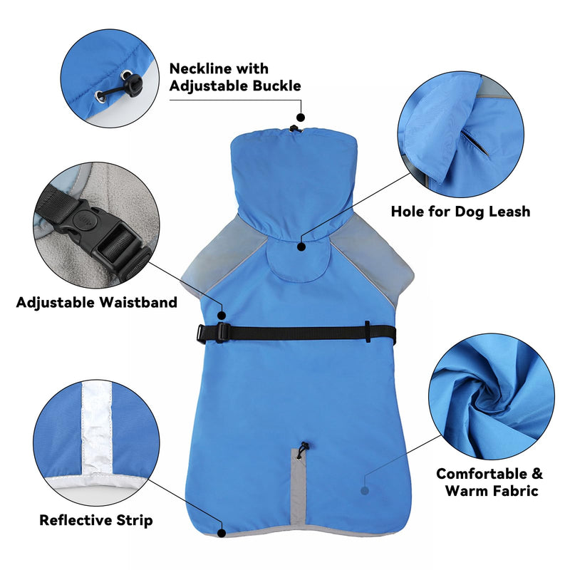 NAMSAN Dog Raincoat Waterproof Dog Rain Jacket Winter Dog Coat Adjustable Dog Jacket with Reflective Strips Suitable for Medium and Large Dogs - 5XL - PawsPlanet Australia