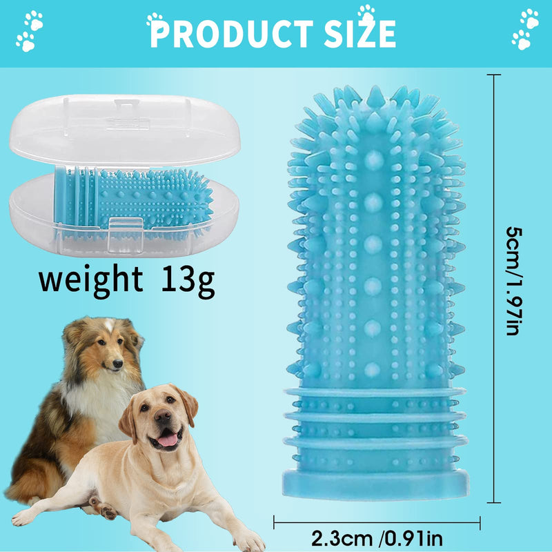 Dog Toothbrush Dog Finger Toothbrush Pack of 4 for Dogs, Cats, Puppies Dental Care & Fresh Breathing, Silicone, Fully Surrounded Bristles, Reusable with Storage Box 2 Blue + 2 Orange - PawsPlanet Australia