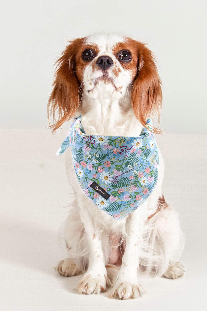 DOGWONG Cotton Dog Bandana Comfortable Dogs Bibs Scarf Reversible Adjustable Dog Bandana Square Dog Kerchief for Small Medium Large Dogs and Cats blue daisy - PawsPlanet Australia