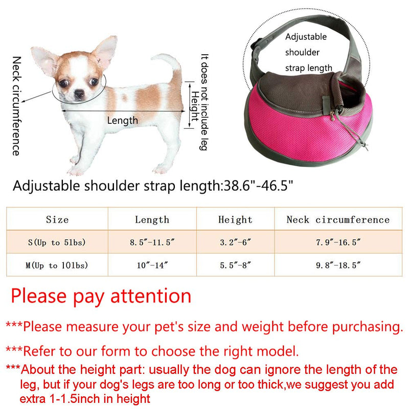 [Australia] - YUDODO Pet Dog Sling Carrier Breathable Mesh Travel Safe Sling Bag Carrier for Dogs Cats S(up to 5 lbs) Pink 