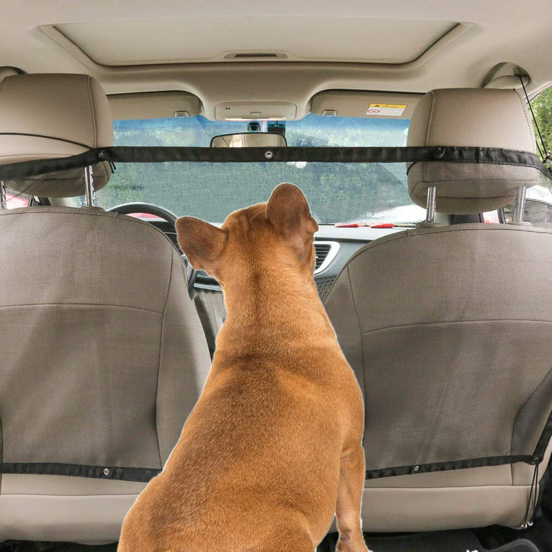 MengH-SHOP Dog Car Barrier Mesh Pet Barrier Protector Universal Car Pet Dog Safety Net with Hooks Straps for Car Van SUV Truck 115x62cm Black - PawsPlanet Australia