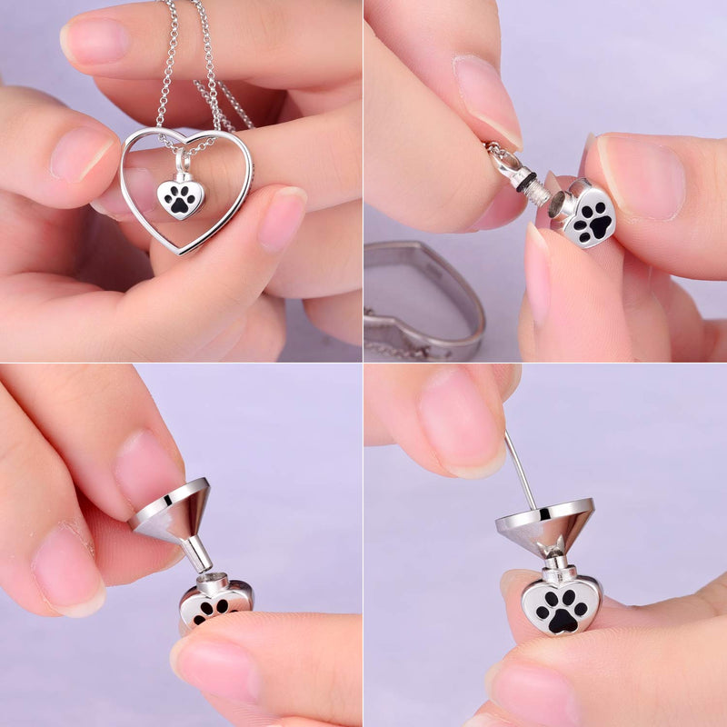 [Australia] - JXJL Heart Cremation Urn Necklace for Pet/Dog/Cat Ashes Keepsake Memorial Jewelry Paw Print Urn Pendant Necklace 