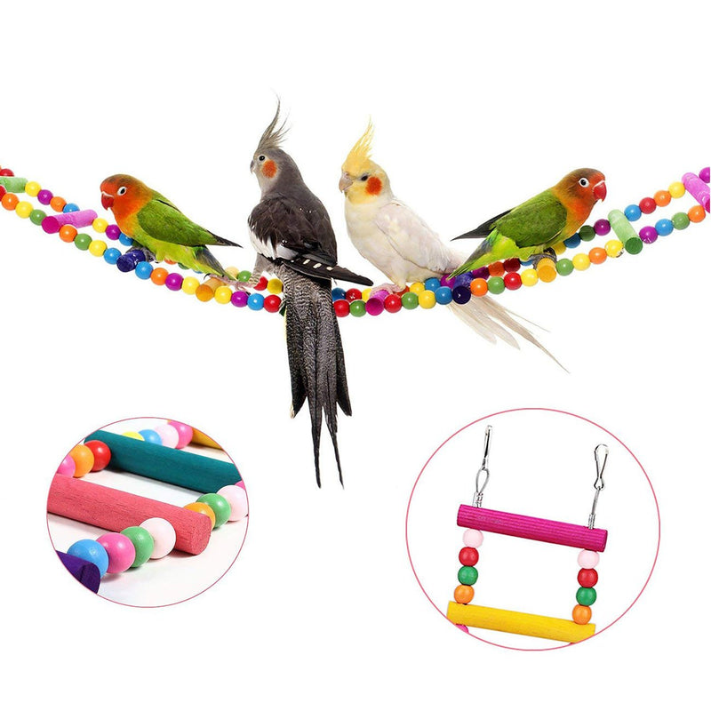 [Australia] - Uheng Colorful Bird Ladder Toys for Parrot, Pet Swings Chew Hanging Bridge, Wooden Rainbow Cage Training Accessories for Cockatiel Conure Parakeet Small Macaw Budgie 12 ladders(31in) 