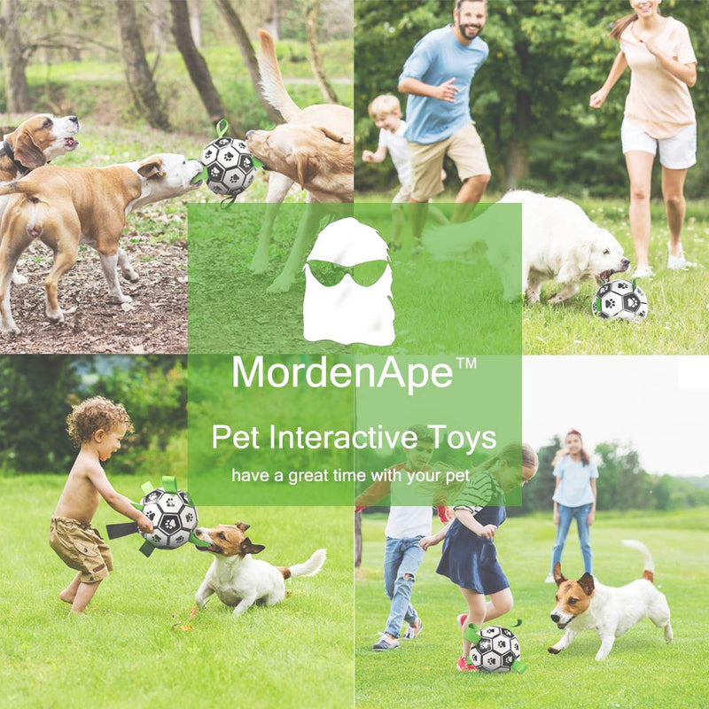 MordenApe Dog Soccer Ball, Dog Toy with Grab Tabs, Interactive Dog Toys for Tug of War, Dog Tug Toy, Dog Water Toy, Durable Dog Balls for Small & Medium Dogs (Black+White) Black+White - PawsPlanet Australia