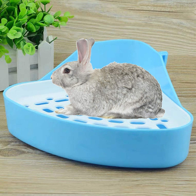 kathson Triangle Potty Trainer Corner Bunny Toilet Guinea Pig Litter Bedding Plastic Box Pet Pan for Rabbit Chinchilla Hamster Ferret Small Animal Blue - PawsPlanet Australia