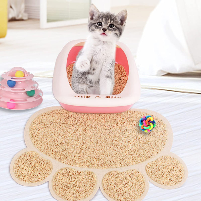 Pet Feeding Mat, Non Slip Waterproof Bowl Mat for Dog and Cat, 30 * 37cm(11.8 * 14.6inch) (Beige) Beige - PawsPlanet Australia