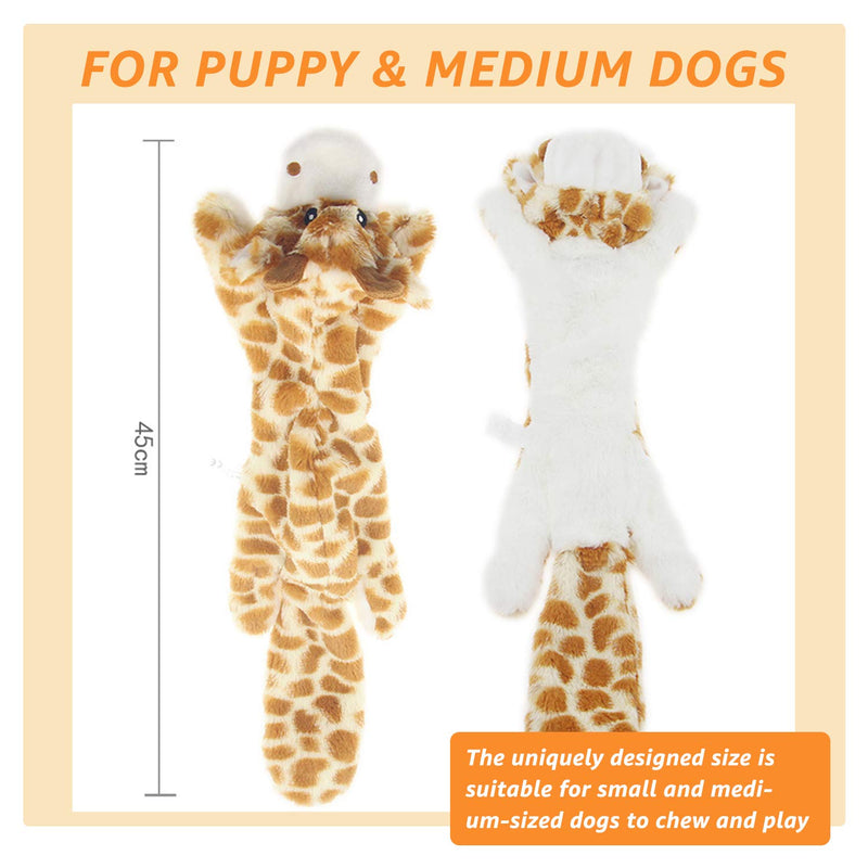 JINYJIA Squeaky Plush Dog Toy Set, No Stuffing Durable Squeaky Dog Toys for Chew and Interactive Play, for Small and Medium Dog - 2 Packs (Deer & Zebra) - PawsPlanet Australia