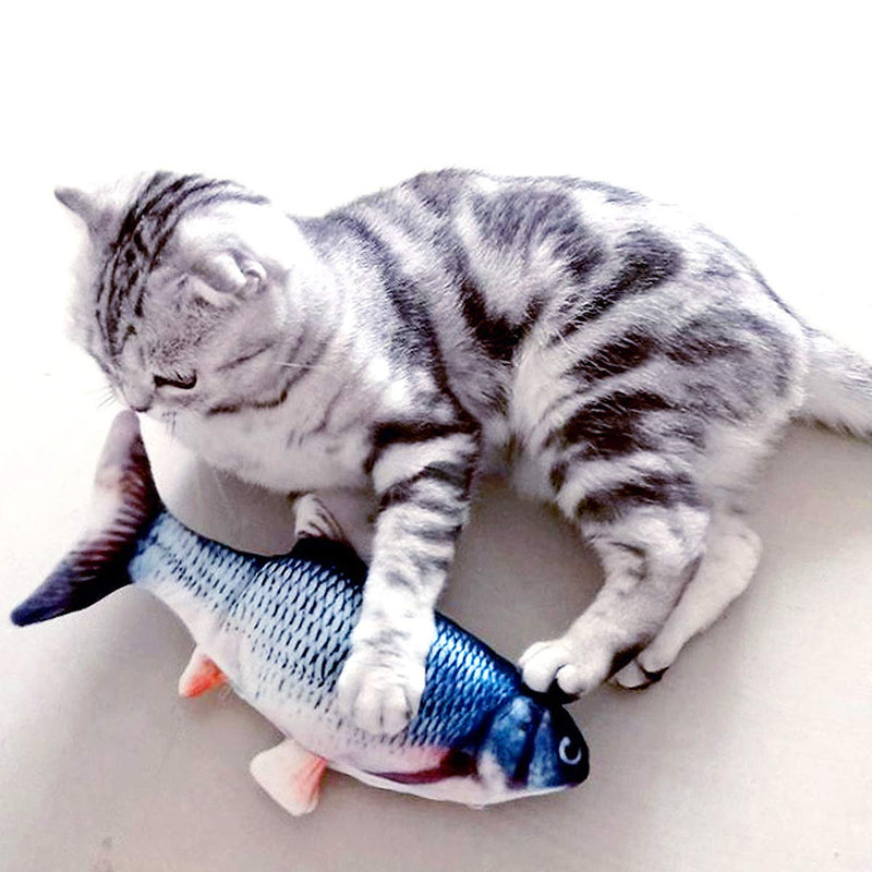 [Australia] - MEWTOGO 2 Pcs Electric Plush Simulation Doll Wagging Fish- Realistic Interactive Pets Fish Flop Shaking Cat Catnip Toys for Cat Kitten Chew Bite Kick Supplies 