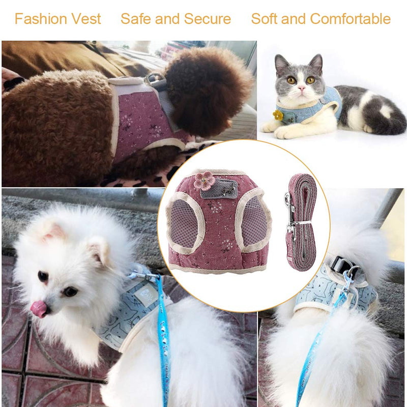 Escape Proof Cat Harness and Lead Set Cotton Breathable Pet Puppy Vest Chest Strap Harness No Pull for Cat and Small to Medium Dogs (Red, L) Red, L - PawsPlanet Australia