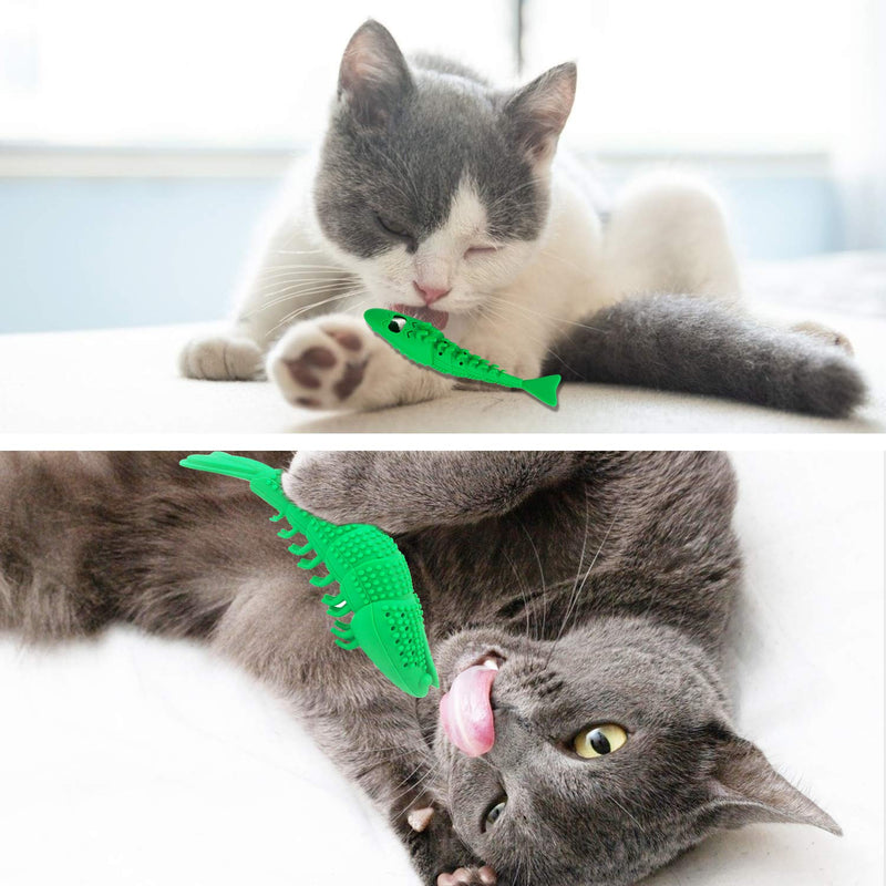 [Australia] - Cat Toothbrush Catnip Toy,Interactive Rubber Dental Care for Pet Kitten Kitty,Crayfish-Shaped Safe Chewing Toy Tooth Cleaning Durable Cat Toy Green 