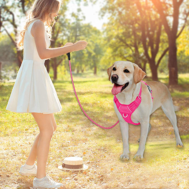 [Australia] - BARKBAY No Pull Dog Harness Front Clip Heavy Duty Reflective Easy Control Handle for Large Dog Walking with ID tag Pocket Large(Chest:27-32") Pink 