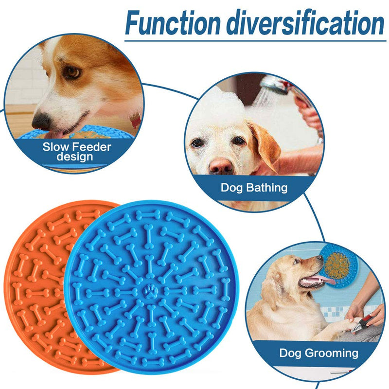 YMCCOOL Lick Pad for dogs cats, pet lick pad,Dog Washing Distraction Device, Slow Feeder Mat & Anxiety Relief, Perfect for Dog Food,Cat Treats, Yogurt, or Peanut Butter (blue+orange) blue+orange - PawsPlanet Australia