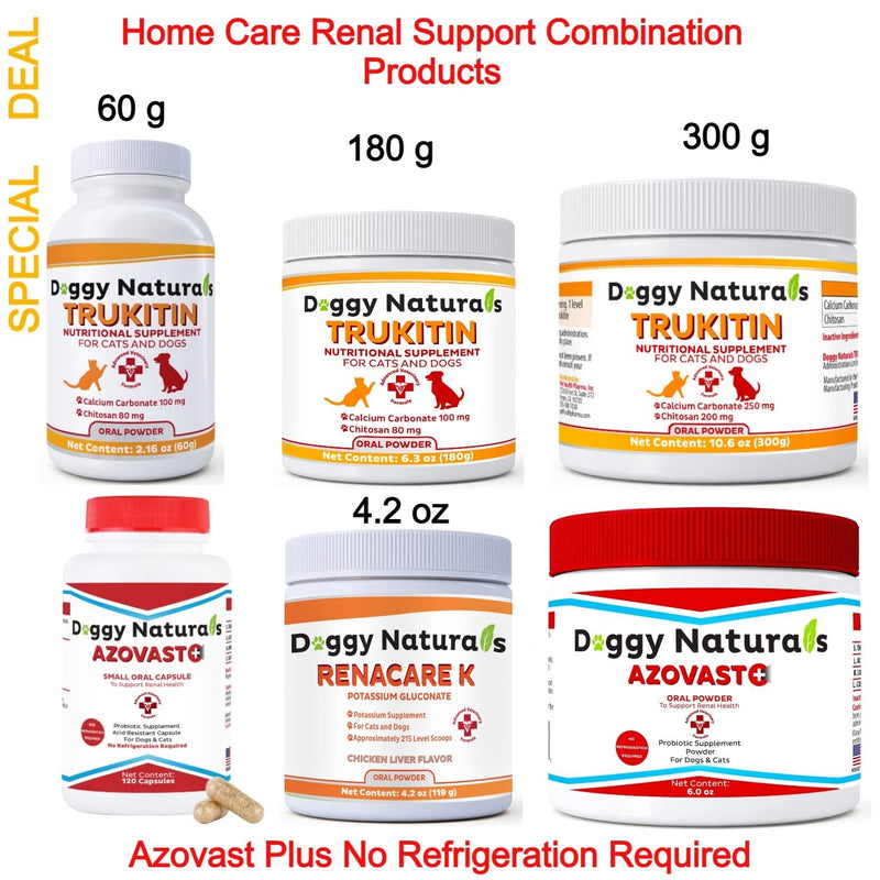 Azovast Plus Kidney Health Supplement for Dogs & Cats, 120ct - NO Refrigeration Required - Help Support Kidney Function & Manage Renal Toxins - Renal Care Supplement Capsule(U.S.A) 120 Caps (Pack of 1) - PawsPlanet Australia