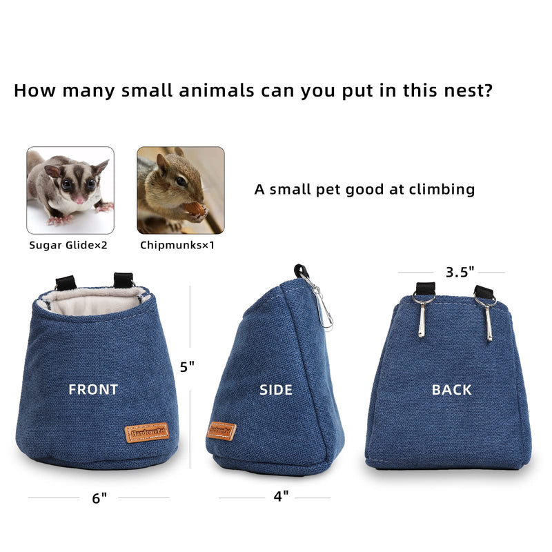Sugar Glider Bed Pouch for Cage Sleeping Nest Bed, Warm Pouch for Cage Accessories, Sugar Gliders Hammock Pouch Sack Swing Hanging Bed Bedding (Blue) Blue - PawsPlanet Australia
