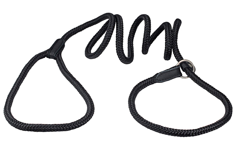 [Australia] - Dogs My Love Nylon Rope Slip Dog Lead Adjustable Collar and Leash 6ft Long Small: 1/4" (6mm) Black 