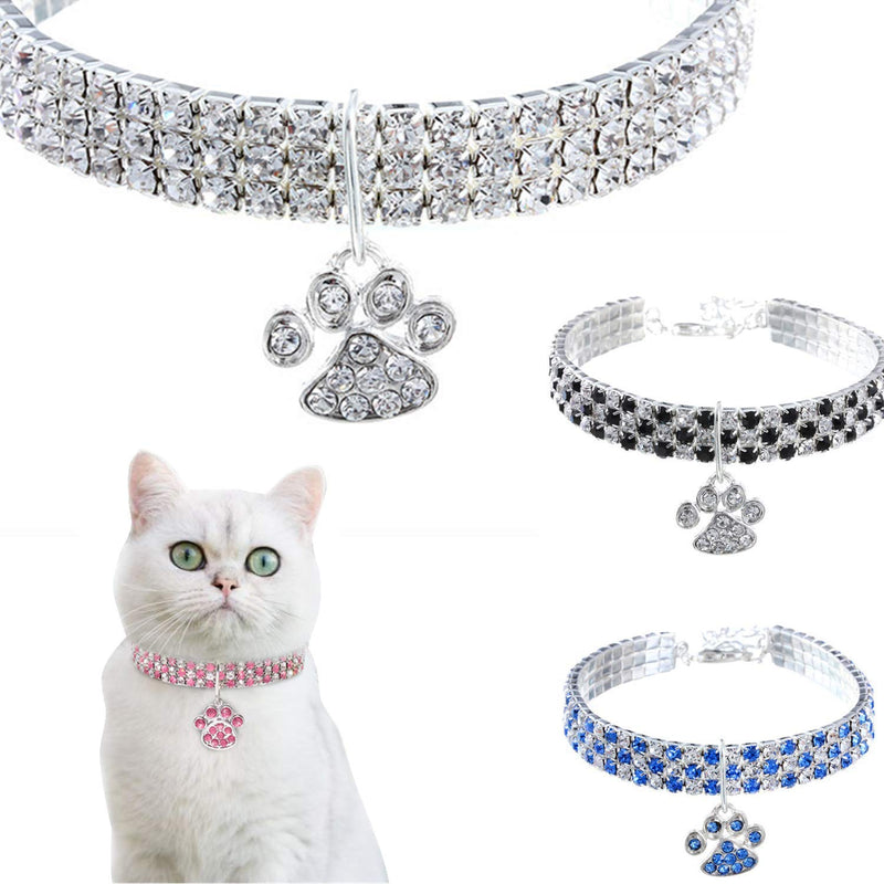None Branded Pet collar crystal pet collar pet necklace cute cats and dogs elastic adjustable shiny rhinestone necklace suitable for small pet cats, kittens and dogs - PawsPlanet Australia
