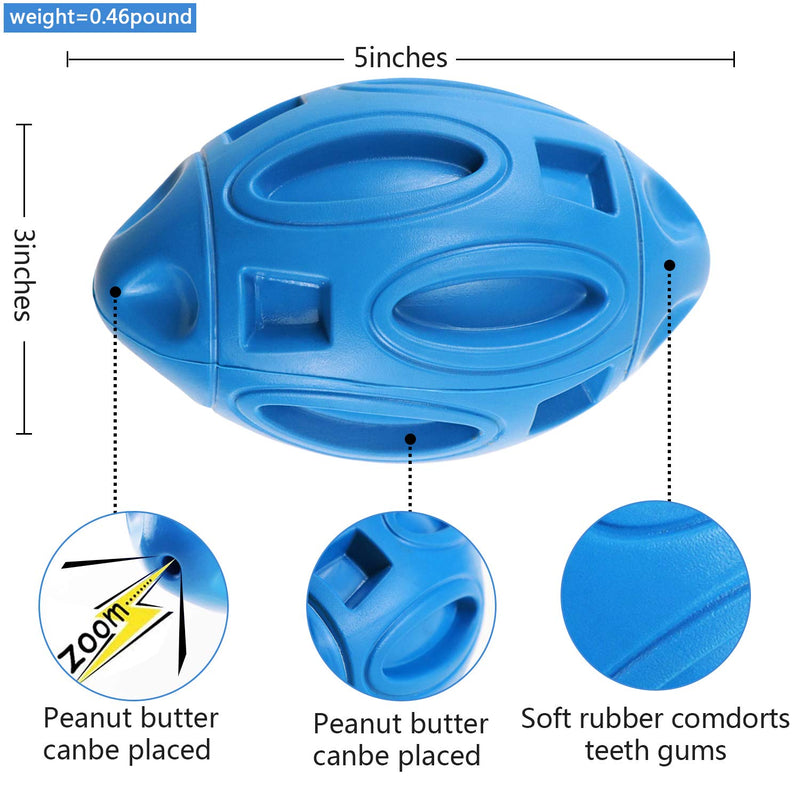 [Australia] - Dog Squeaky Toys for Aggressive Chewers, Almost Indestructible Rubber Puppy Chewing Ball with Squeaker Durable Pet Teeth Cleaning Toy for Medium and Large Breed Blue 