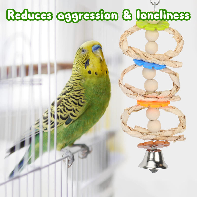 BWOGUE 7 Packs Bird Parrot Toys Natural Wood Chewing Toy Bird Cage Toys Hanging Swing Hammock Climbing Ladders Toys for Small Parakeets, Cockatiels, Conures, Finches,Budgie, Parrots, Love Birds - PawsPlanet Australia