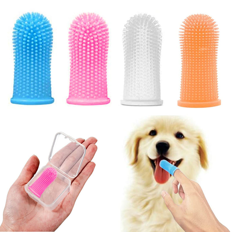 Bileumec Dog Toothbrush Fingerling - 360° Silicone Bristles, Ergonomic Design, Easy to Use, Dental Care for Dogs (Pack of 4) - PawsPlanet Australia