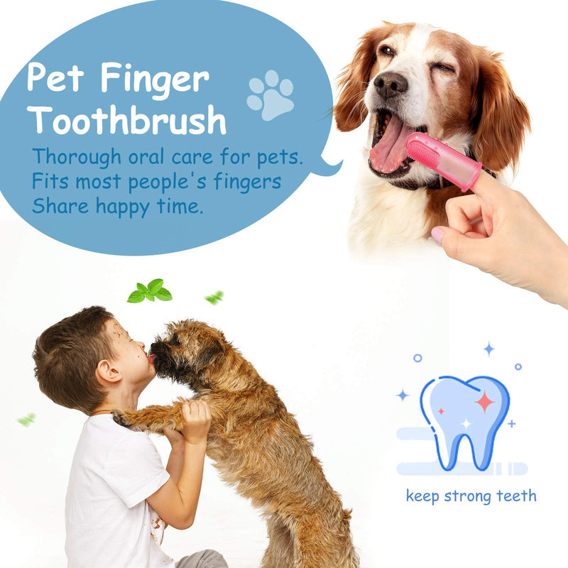 10 Pieces Pet Toothbrush Set, Include 5 Pieces 3-Sided Dog Toothbrush and 5 Pieces Silicone Dog Finger Toothbrush for Small to Large Dogs Cats Maintaining Dental Cleanliness - PawsPlanet Australia