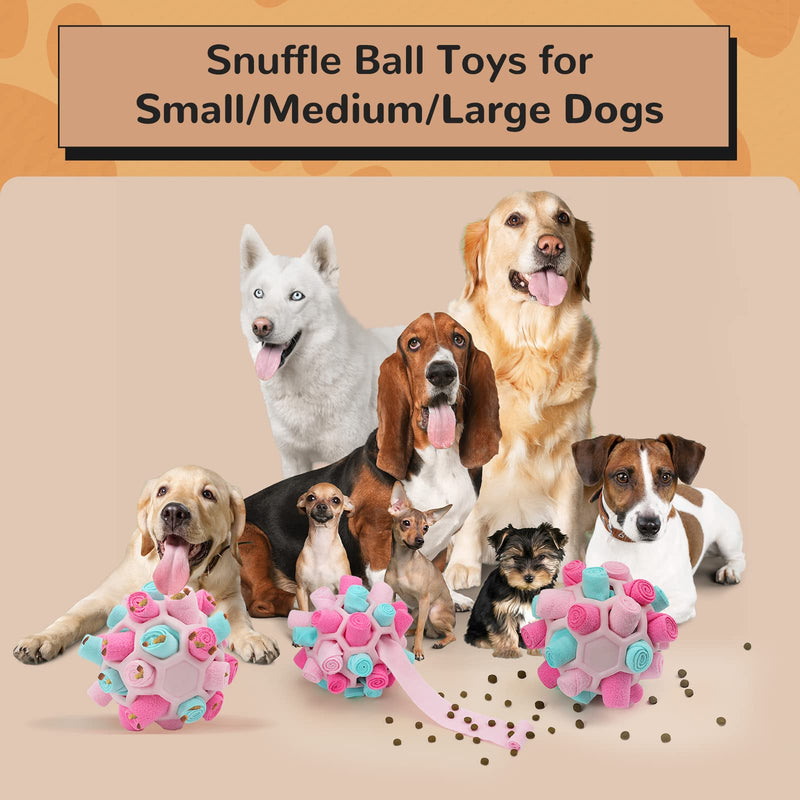 Larimuer Snuffle Ball for Dogs, Sniffing Carpet Snuffle Toy Interactive Dog Toy Portable Pet Snuffle Ball Toy for Small Medium Dogs Pet (Summer Pink) Summer Pink - PawsPlanet Australia