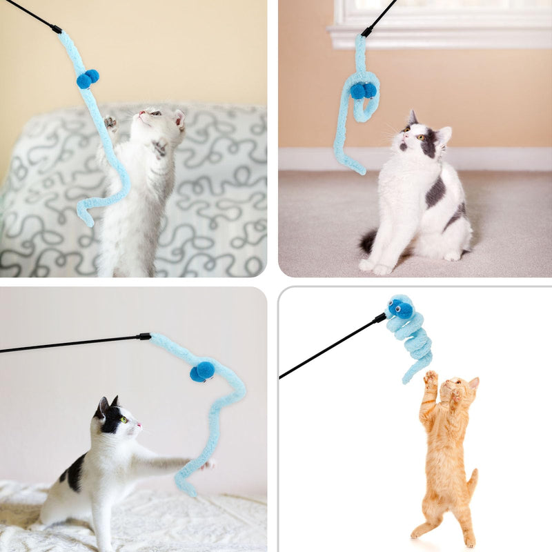 cobee Cat Magic Wand Rainbow Toy, 3pcs Rainbow Worm Toy Funny Colorful Fluffy Worms Wand for Kitten Training Cats Interactive Catcher Teaser Ribbon Exerciser - PawsPlanet Australia