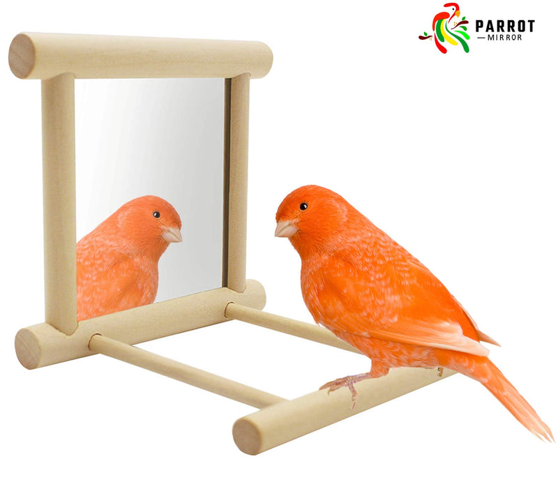 Blessed family Bird Parakeet Mirror for Cage,Parrot Perch Stand,Wooden Hummingbird Swing Toy,Parakeet Accessories for Cockatiels Conure Finch Lovebird Canary African Grey Macaw 1 piece of bird mirror - PawsPlanet Australia