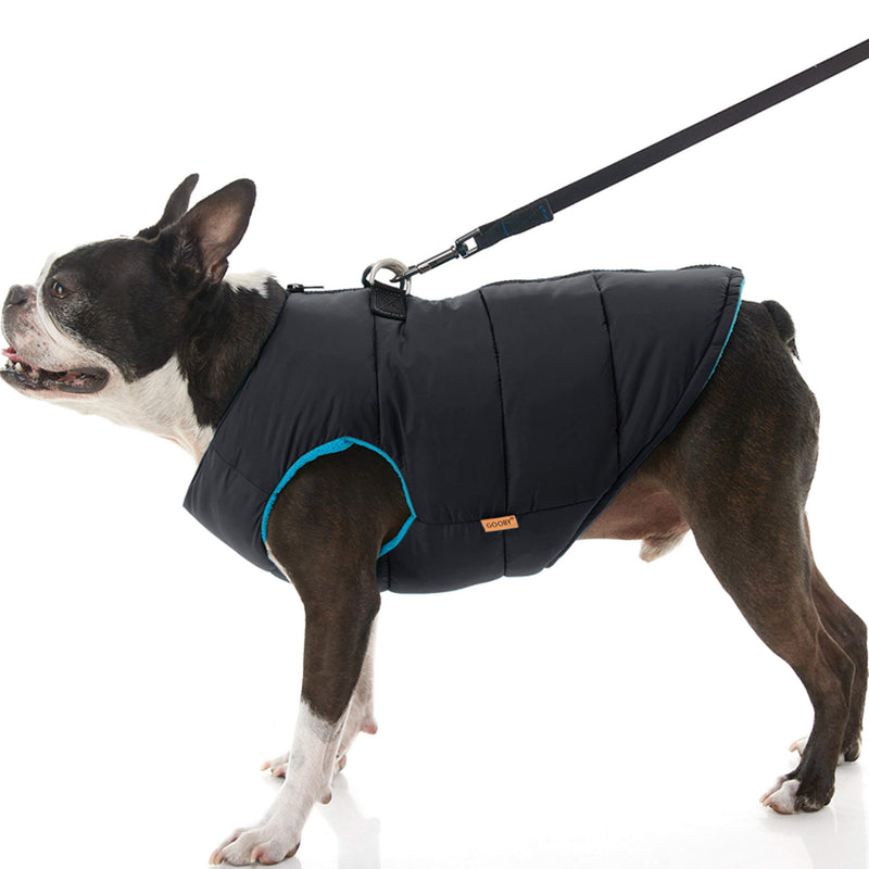 [Australia] - Gooby Padded Dog Vest - Zip Up Dog Jacket Coat with D Ring Leash - Small Dog Sweater with Zipper Closure - Dog Clothes for Small Dogs Girl or Boy for Indoor and Outdoor Use X-Small chest (~13") Black Solid 