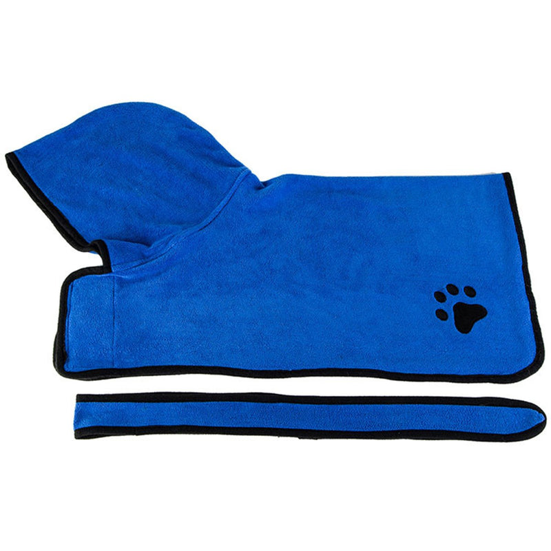 [Australia] - UHeng Pet Dog Cat Bathrobe 400gsm Microfiber Quickly Absorbing Water Bath Towel S-Back Length:40cm/15.7" Blue 