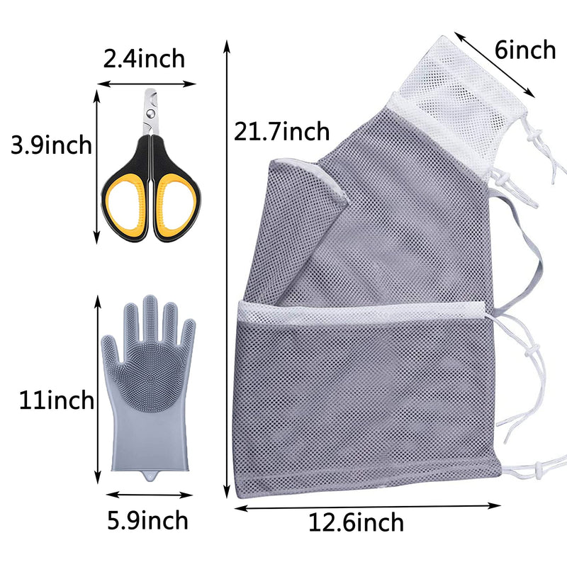 Cat Bathing Bag, Gray White Cat Shower Net Pet Bag Gray Grooming Gloves Pets Nail Clippers, Cat Shower Washing Carrier Restraint Bags, Pet Supplies Cats Things for Bathing Nail Trimming 3 Pieces - PawsPlanet Australia