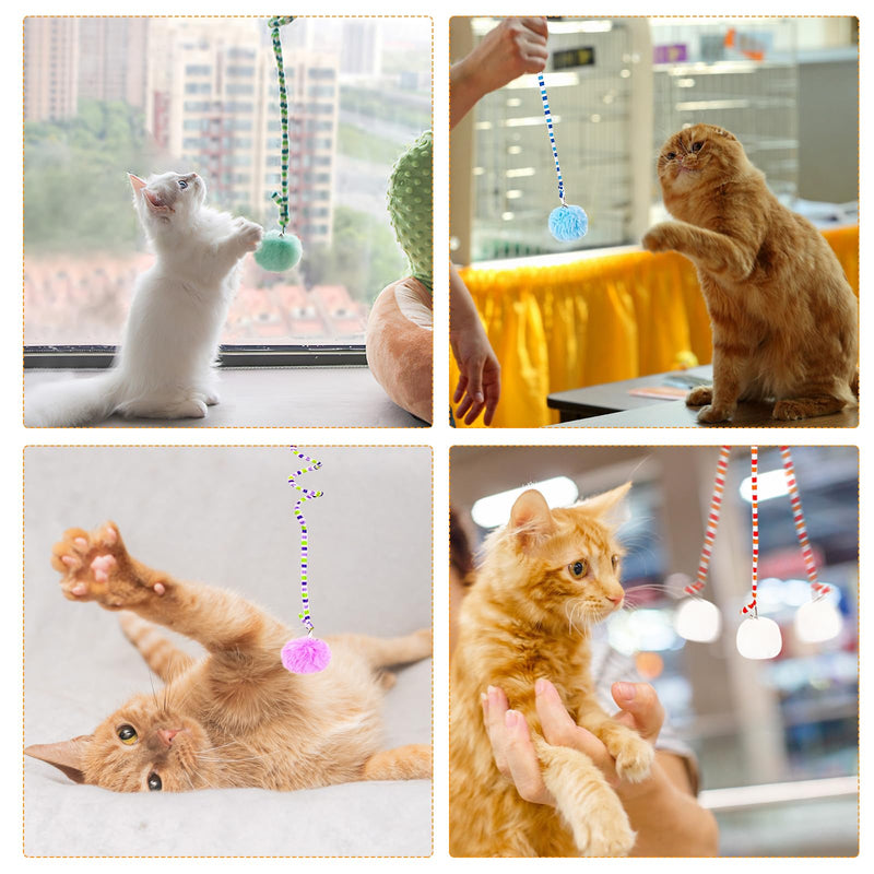 EMOIEMO cat toy, 4 pieces interactive cat toy with spring and bell, bouncing interactive cat toy, bouncing retractable for cat exercise and against boredom - PawsPlanet Australia