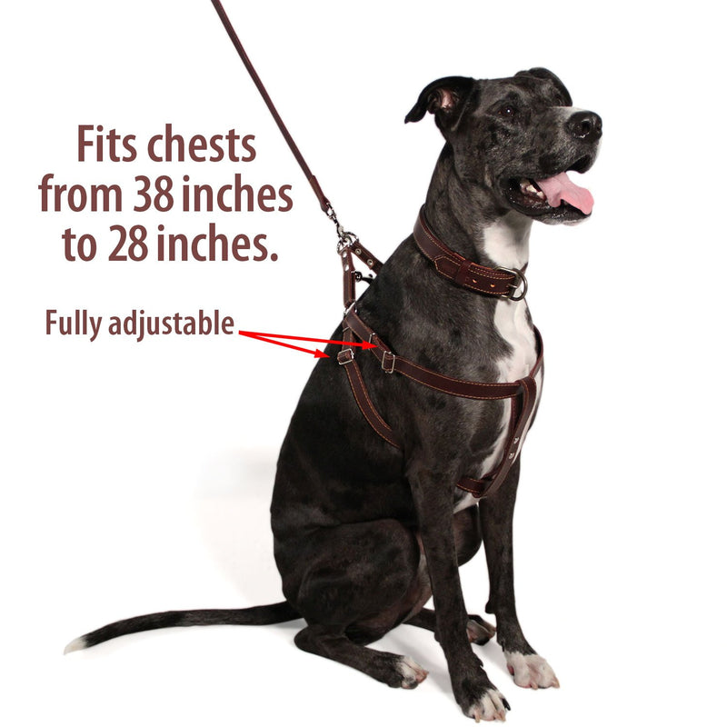 [Australia] - Logical Leather Adjustable Dog Harness Brown 
