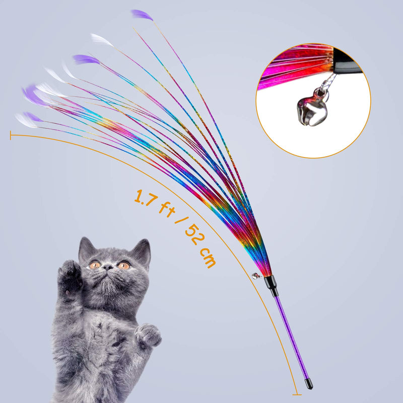 [Australia] - ZooZoo Cat Toy 20" Interactive Feather Jingling Bell Teaser Wand 3-Pack, Flexible Multi-Wire Pet Stimulate Active Play Motion Sound Attention Health Happy Kitten Exercise Fun Hunter Instinct Entertain 