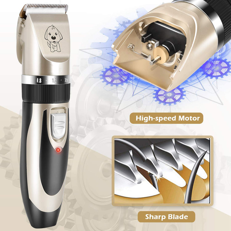 Veperain Dog Clippers, Low Noise Pet Clippers Rechargeable Dog Trimmer Cordless Pet Grooming Tools Kit Professional Dog Hair Trimmer with Comb Guides Nail Kits for Dogs Cats & Other Hairy Animals - PawsPlanet Australia