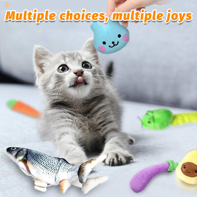 [Australia] - Flippity Fish Cat Toy, Interactive Cat Toy, Realistic Floppy Fish Cat Toy, Catnip Cat Toys, Automatic Cat Toy for Indoor Cats and Kids, Plush Cat Chew Toy, Electronic Cat Kicker Toy for Kitty Exercise Carp+5Pcs 