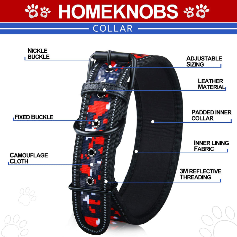 [Australia] - HOMEKNOBS Dog Collar,Reflective Dog Collar 2" Width Soft Lining Padded Dog Collar & Heavy Duty Dog Collar for Medium and Large Dogs Adjustable Length(1pcs) L: 2" Wide for (20"-24")Neck 