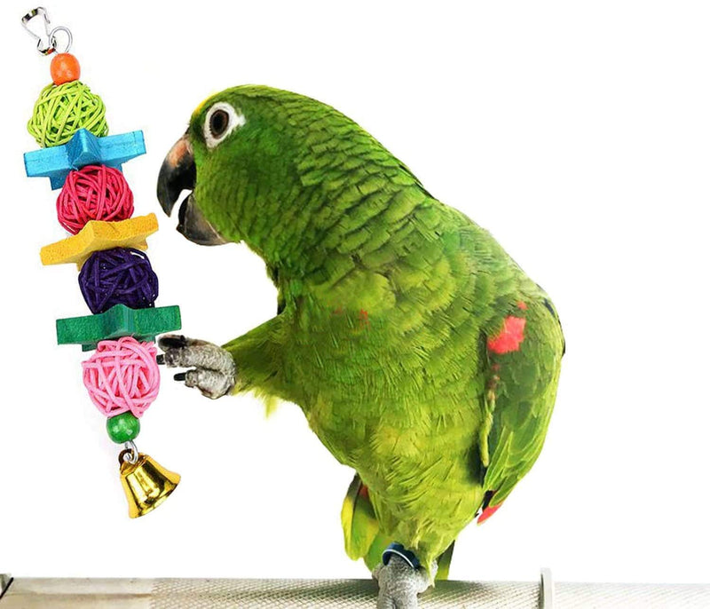 Trecynd 16 Packs Bird Toys Parrot Swing Toys, Chewing Toys Colorful Hanging Bell Pet Cage Toys Hammock bird perch stand Suitable for Small Parakeets, Conures, Love Birds, Cockatiels, Macaws, Finches - PawsPlanet Australia