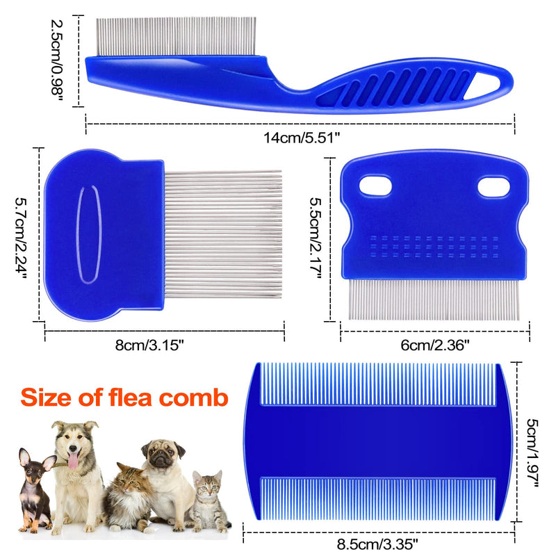 4 PCS Flea and Lice Combs, Stainless Steel Double Sided Dog Combs, Combs for Removing Tear Stains and Knots, Detangling Tool for Small, Medium and Large Pets - PawsPlanet Australia
