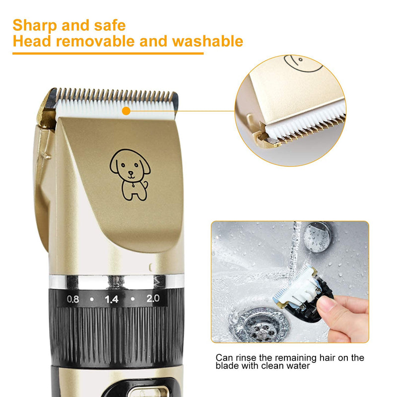 Podazz Electric Dog Grooming Kit Pet Clippers for Small Medium Large Breeds Pet Shaver Low Noise Dog Hair Trimmer Kit Rechargeable Cordless Dog Grooming Clippers Electric Pet Clippers Gold - PawsPlanet Australia