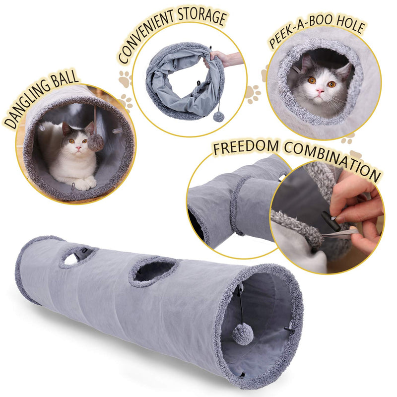 [Australia] - Speedy Pet Collapsible Cat Tunnel, Cat Toys Play Tunnel Durable Suede Hideaway Pet Crinkle Tunnel with Ball,12 inch Diameter Medium 