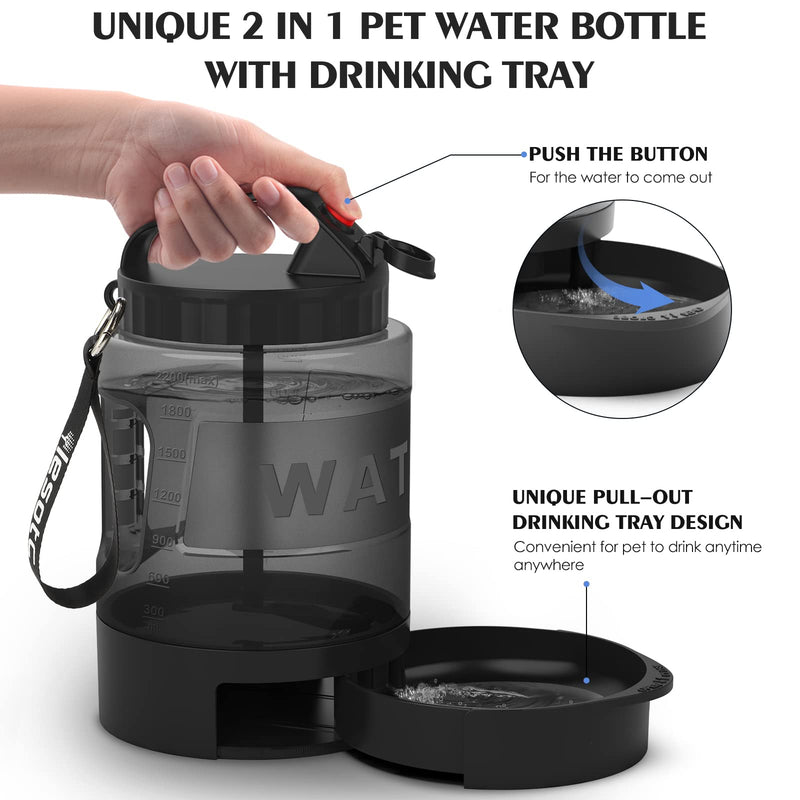 lesotc Dog Water Bottle, 77OZ Large Pet Water Bottle for Large Dogs, Portable Dog Travel Water Bottles Bowl Dog Water Dispenser with Pull-Out Drinking Tray for Walking Hiking Dog Park Camping,BPA Free Large Size - PawsPlanet Australia