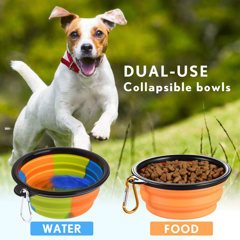 Pet Water Bottle for Dogs,Dog Travel Water Bottle,Upgraded 2 in 1 Drinking Cup Dispenser for Pets,with 2 Collapsible Bowls,Leakproof Foldable Food Bowl for Outdoor Travel Walking Hiking BPA Free - PawsPlanet Australia