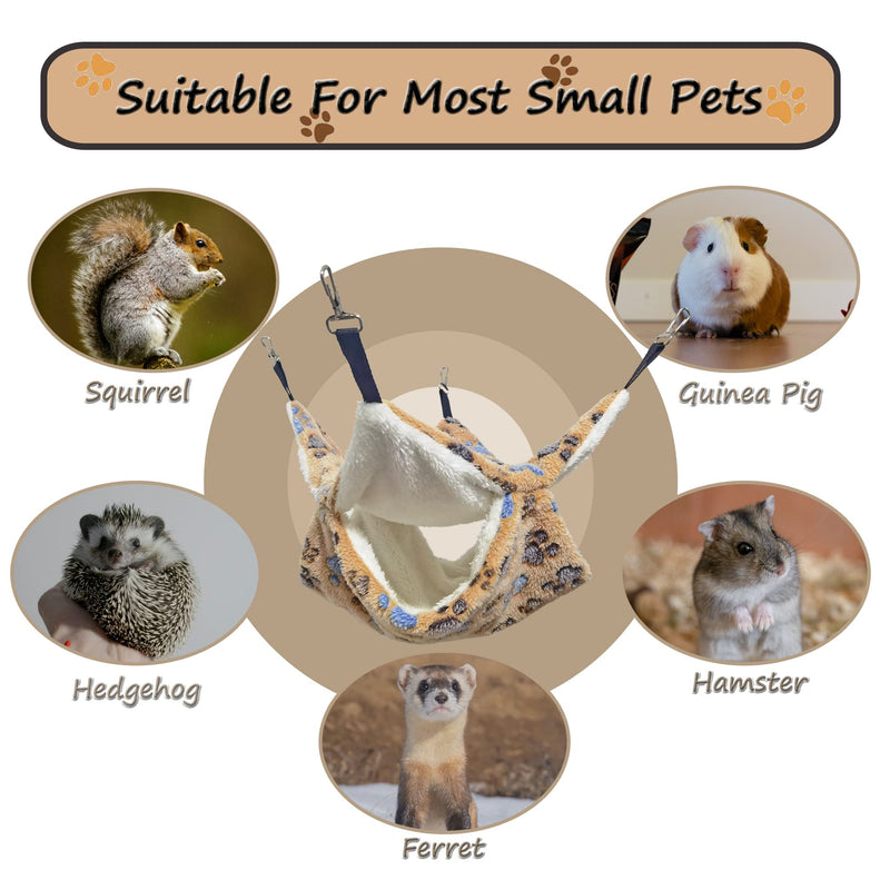 Pet Small Animal Cage Hammock - Soft Warm Bunkbed Hammock-Fit for Kitten,Ferret,Squirrel,Rat,Hamster or Other Small Animals -13.39'' x 13.39'' Coffee-Footprints 13.3''X13.3'' - PawsPlanet Australia