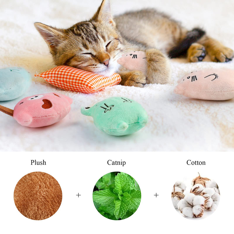 Legendog Catnip Toys - 6PCS Plush Cat Kicker Toys, Interactive Cat Toys for Indoor Cats, Soft Kitten Toys, Cute Cat Chew Toys, Assorted Pillow Pet Toys for Cats - PawsPlanet Australia