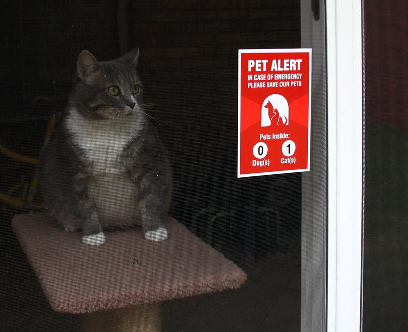 [Australia] - Pet Alert Sticker - 4 Pack - 4x6 inches - Safety Window Sign 