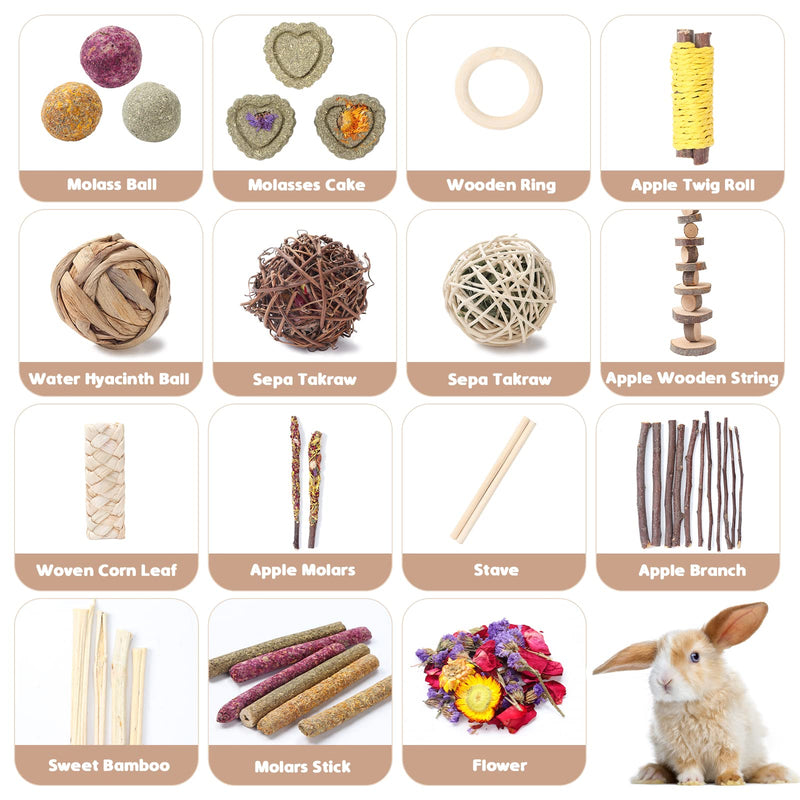 DAMPET Bunny Toys, Rabbit Toys, Bunny Toys for Rabbits, Bunny Chew Toys for Teeth, Timothy Hay Sticks Chew Treats and Balls for Rabbit, Bunny, Chinchilla, Guinea Pig, Hamster (Style 1) style 1 - PawsPlanet Australia
